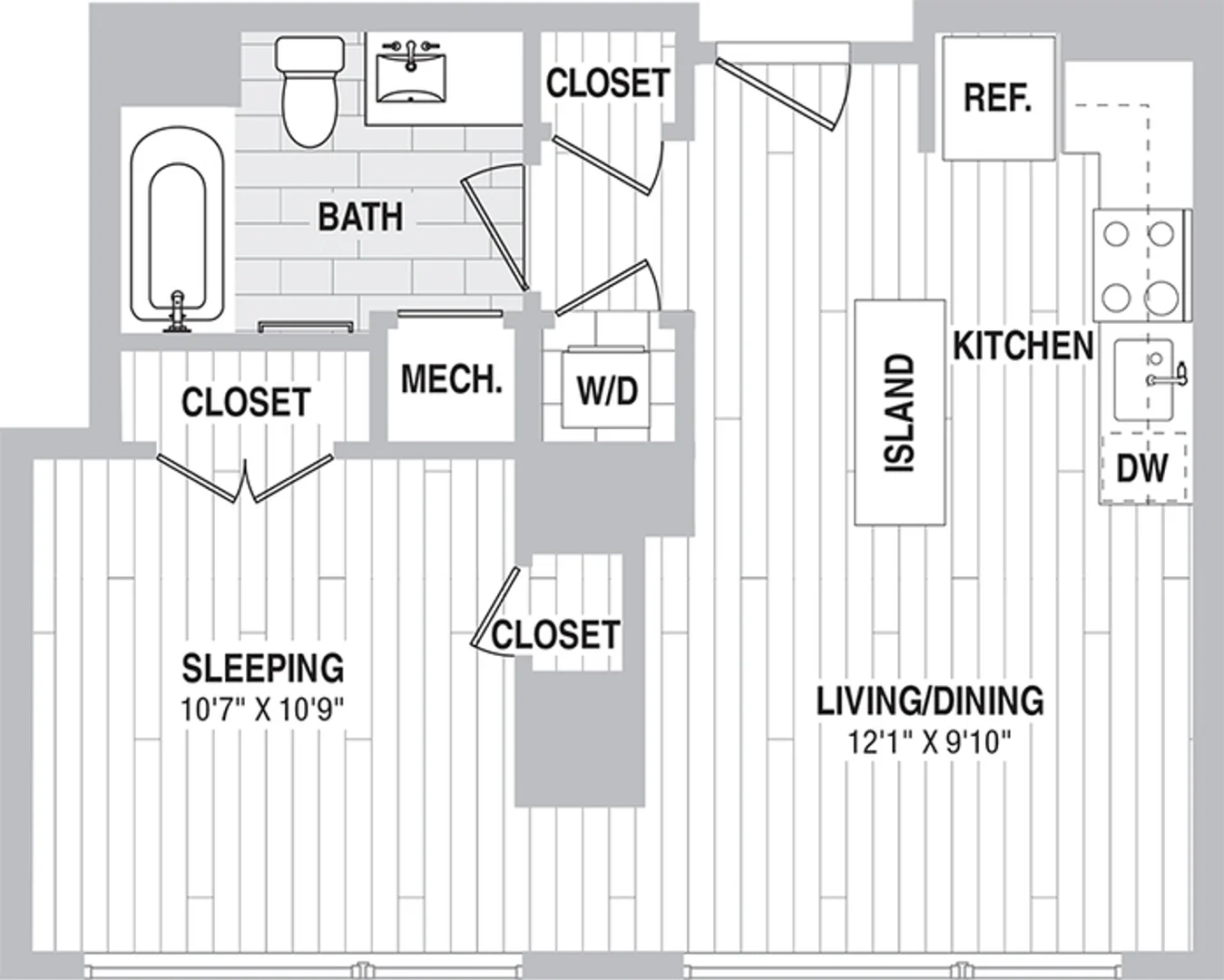 Modern student studio with complete amenities in