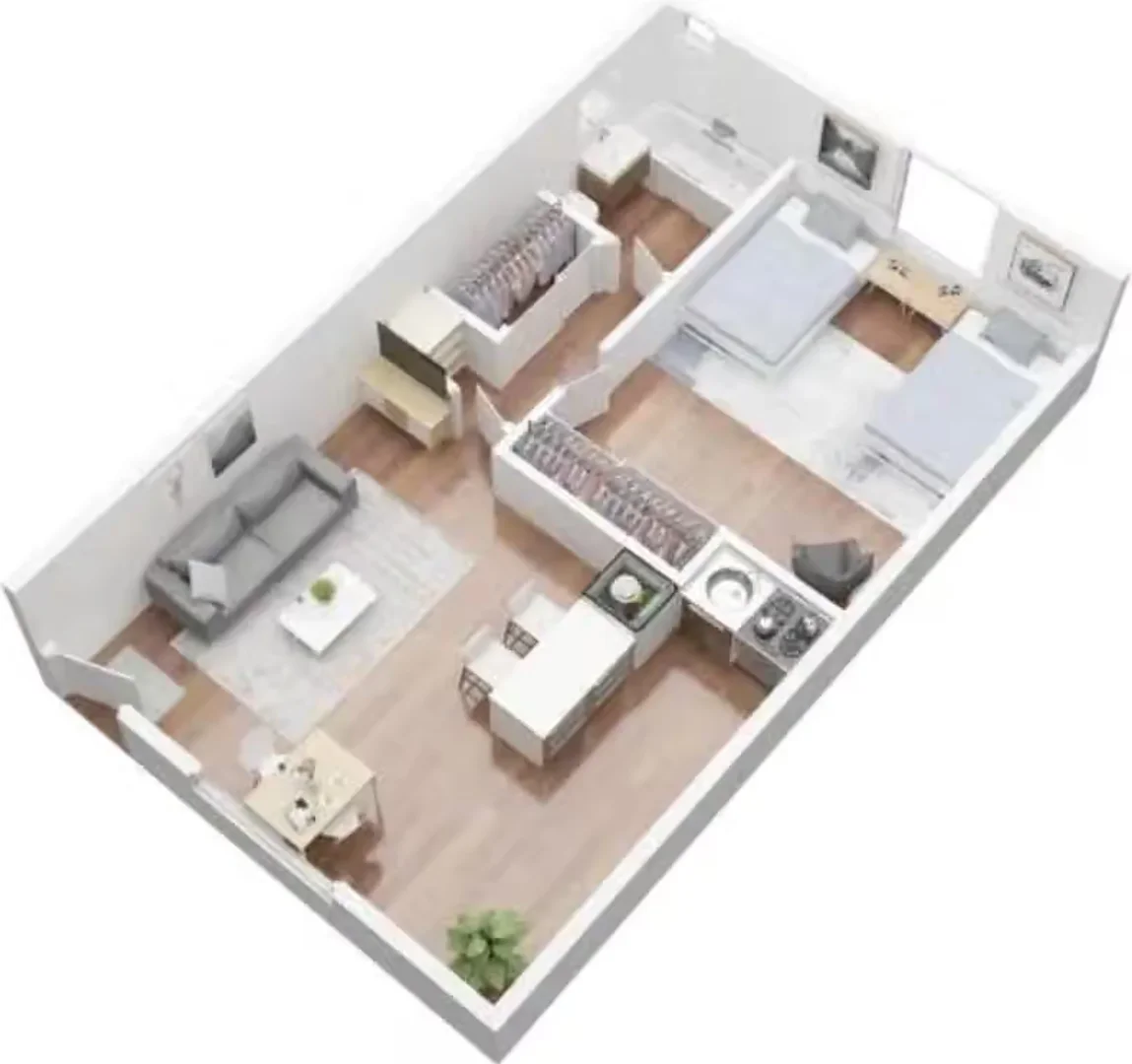 Cómodo estudio para vivir como estudiante en