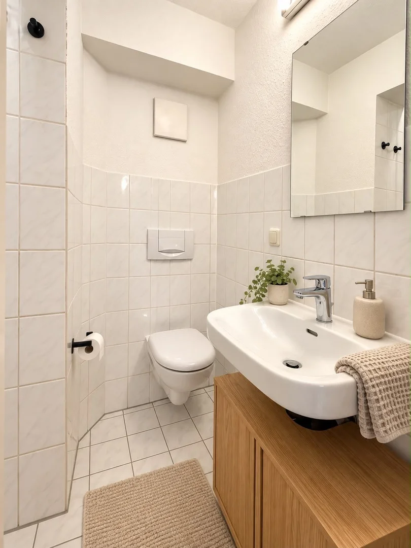 Quarto de estudante em com área de estudo e instalações partilhadas