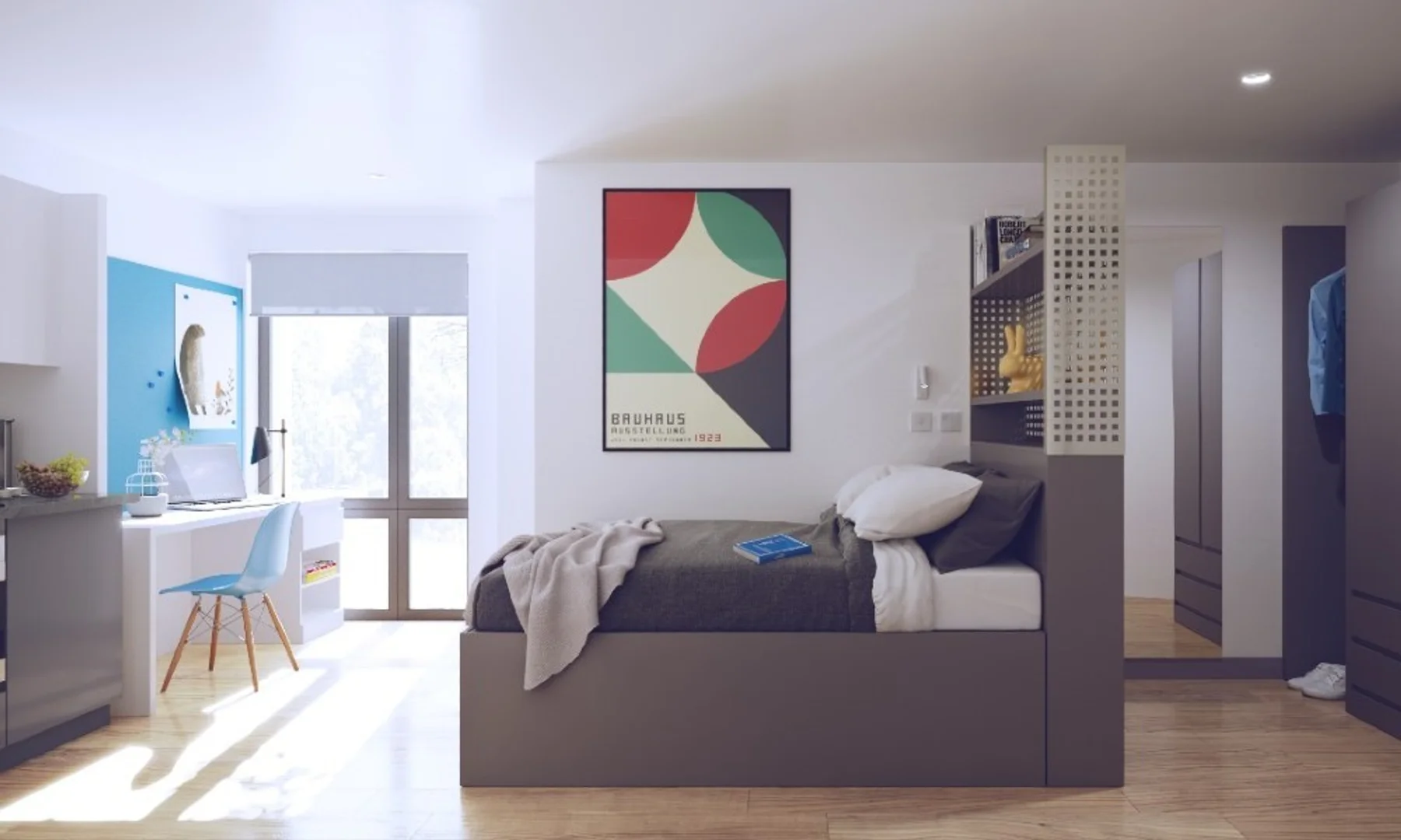 Cómodo estudio para vivir como estudiante en 