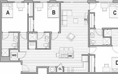 Appartamento intero in residence in 1396 N High Street, Columbus, OH 43201, immagine 4 di 19