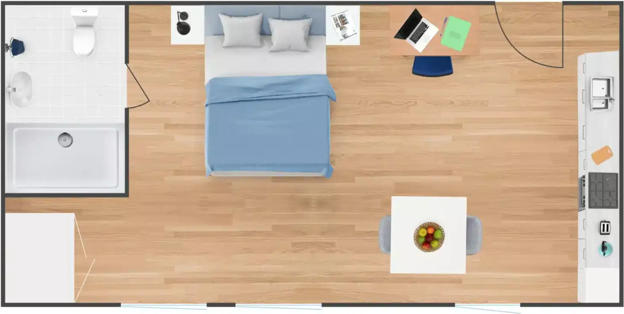 Erschwingliche Studiowohnung mit wesentlicher Ausstattung in