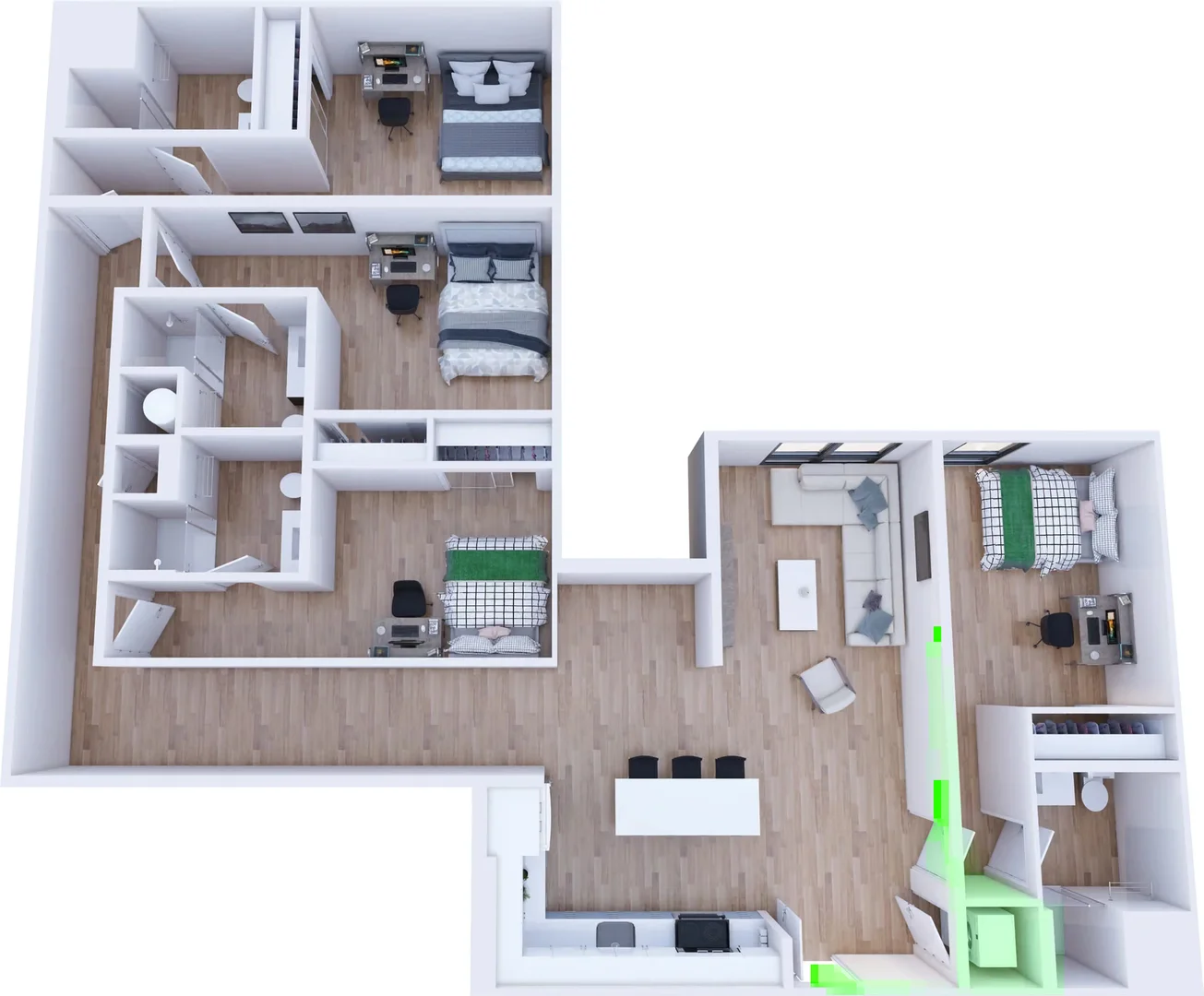Habitación estudiantil luminosa y aireada con fácil acceso a la universidad en