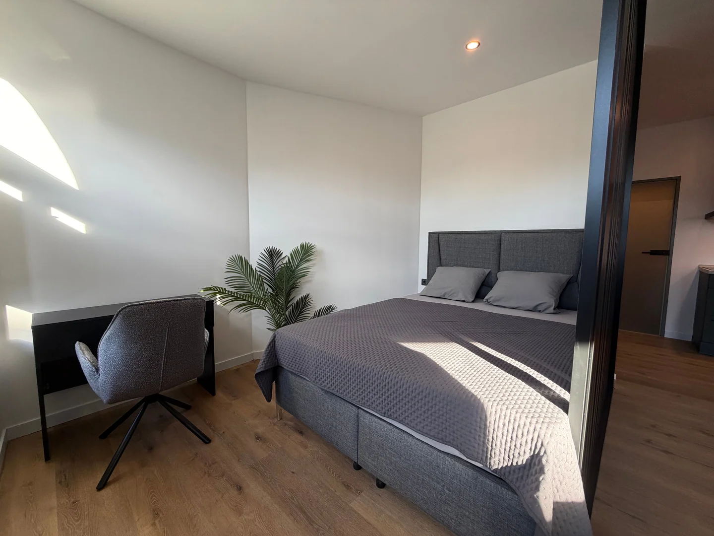 Quarto de estudante confortável e espaçoso em 