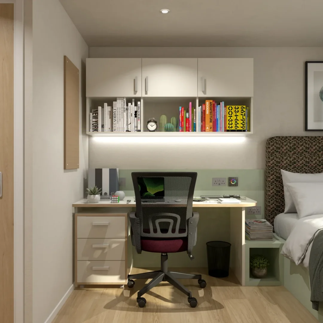 Student room in  with study area and shared facilities