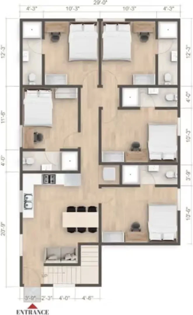 Quarto de estudante económico com localização conveniente em