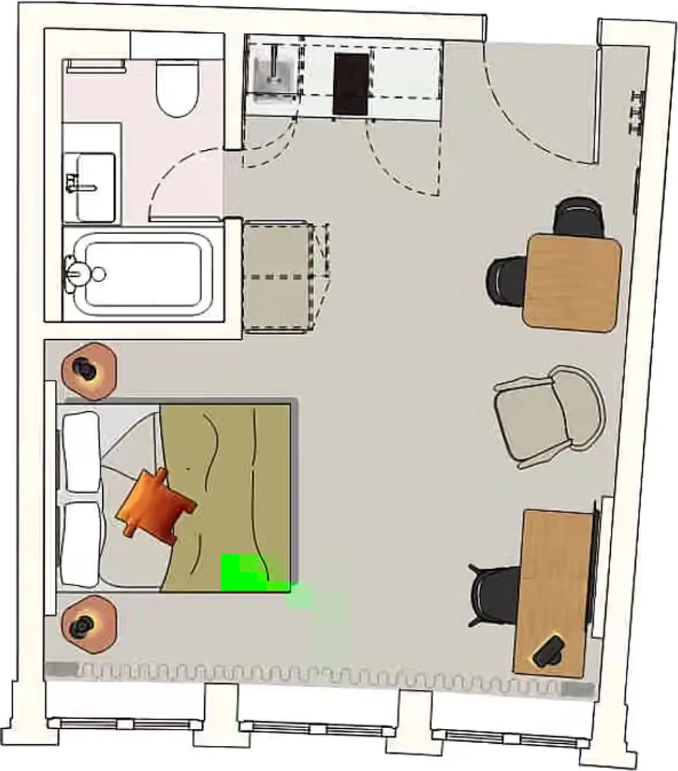 Quarto de estudante económico com localização conveniente em 
