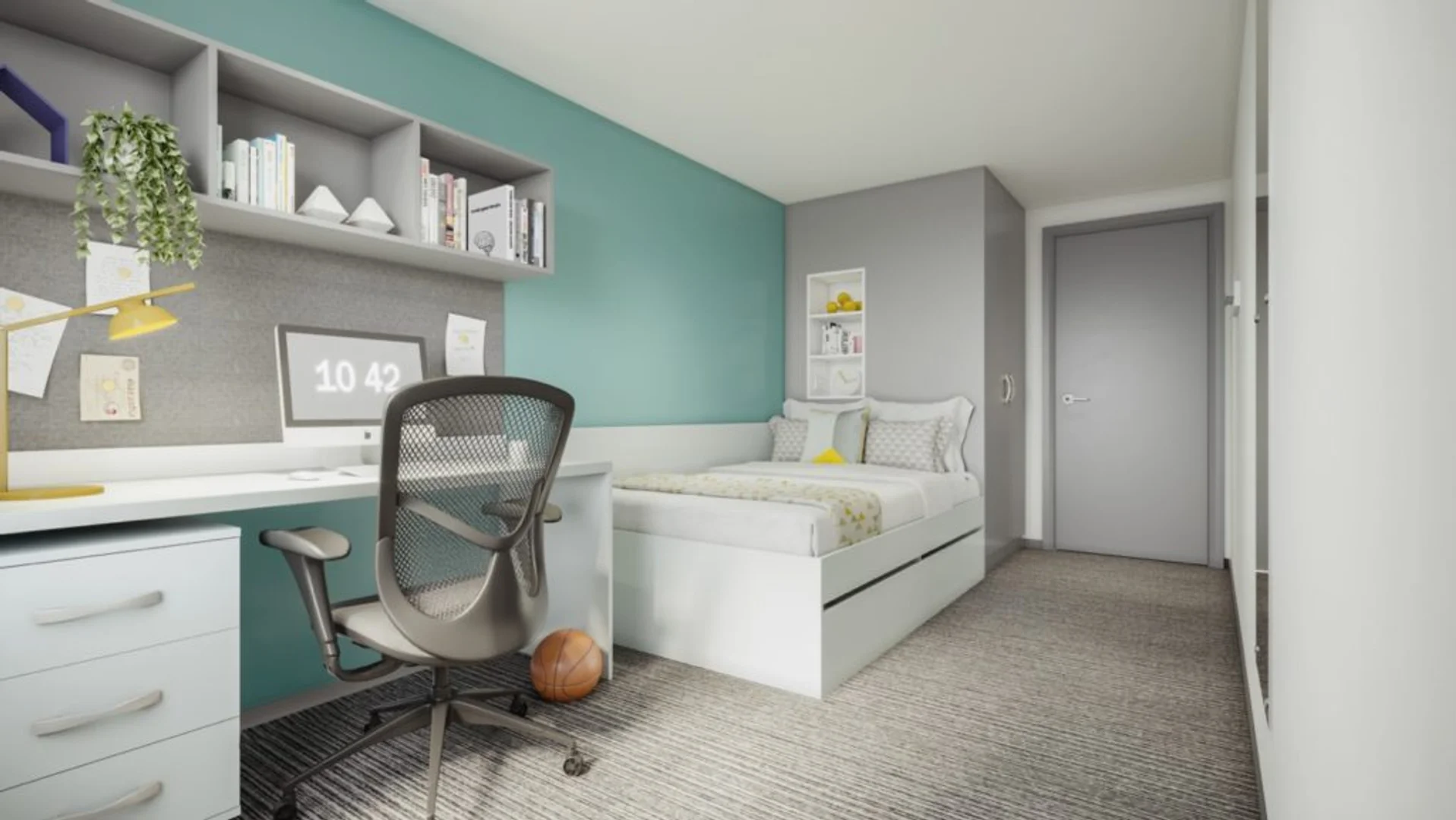 Habitación asequible para estudiantes con buena iluminación en 
