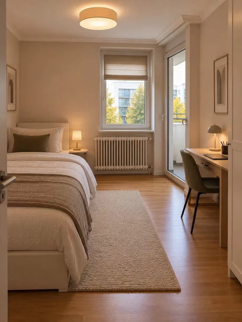 Chambre abordable pour les étudiants avec un bon éclairage dans