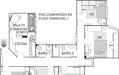 Stanza privata in Unamuno Miguel Plaza, 48006 Bilbo, Bizkaia, Spain, immagine 19 di 19