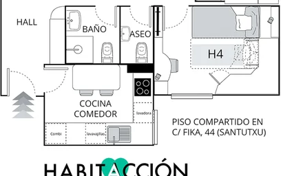 Quarto privado em Fika Kalea, 48006 Bilbo, Bizkaia, Spain, imagem 19 de 21