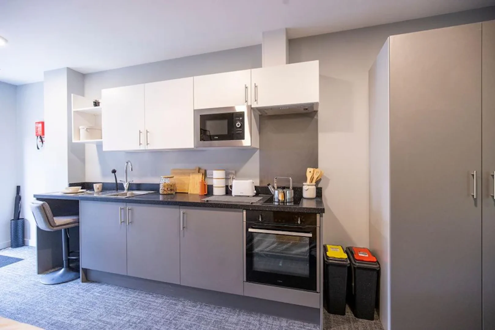 Minimalist student studio in with efficient layout