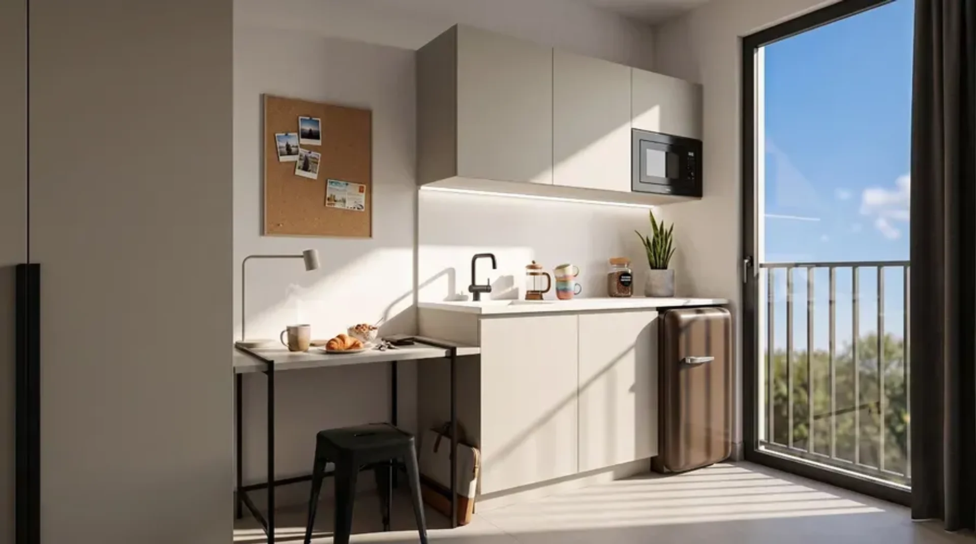 Studio moderne pour étudiants avec toutes les commodités dans