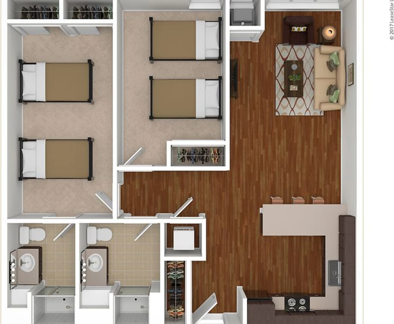 Zimmer mit Doppelbett zu vermieten Minneapolis
