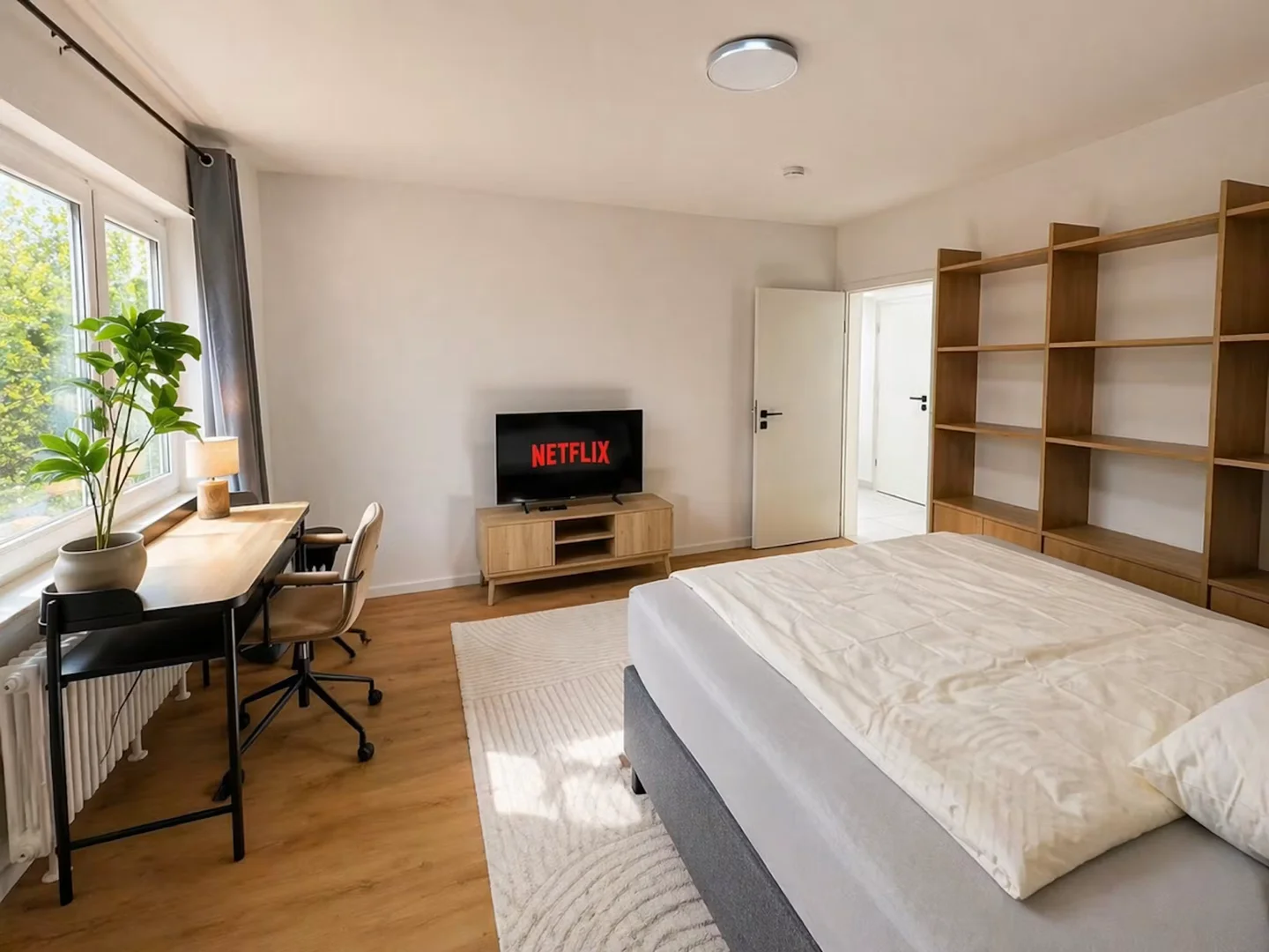 Quarto de estudante confortável e espaçoso em 