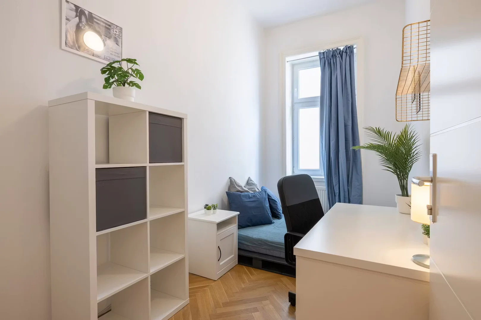 Pokój studencki w  z miejscem do nauki i wspólnymi udogodnieniami