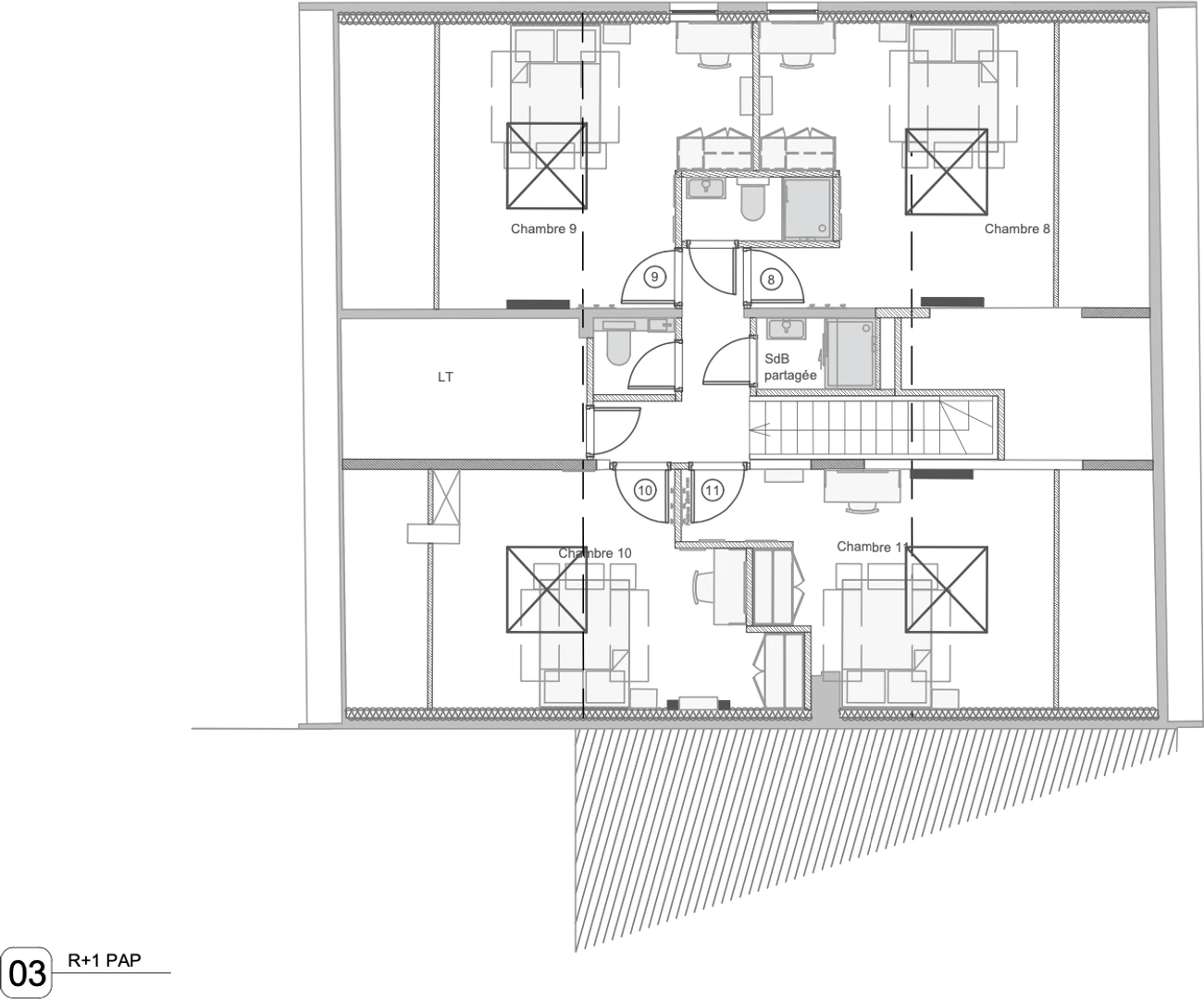 Camera per studenti in con servizi moderni