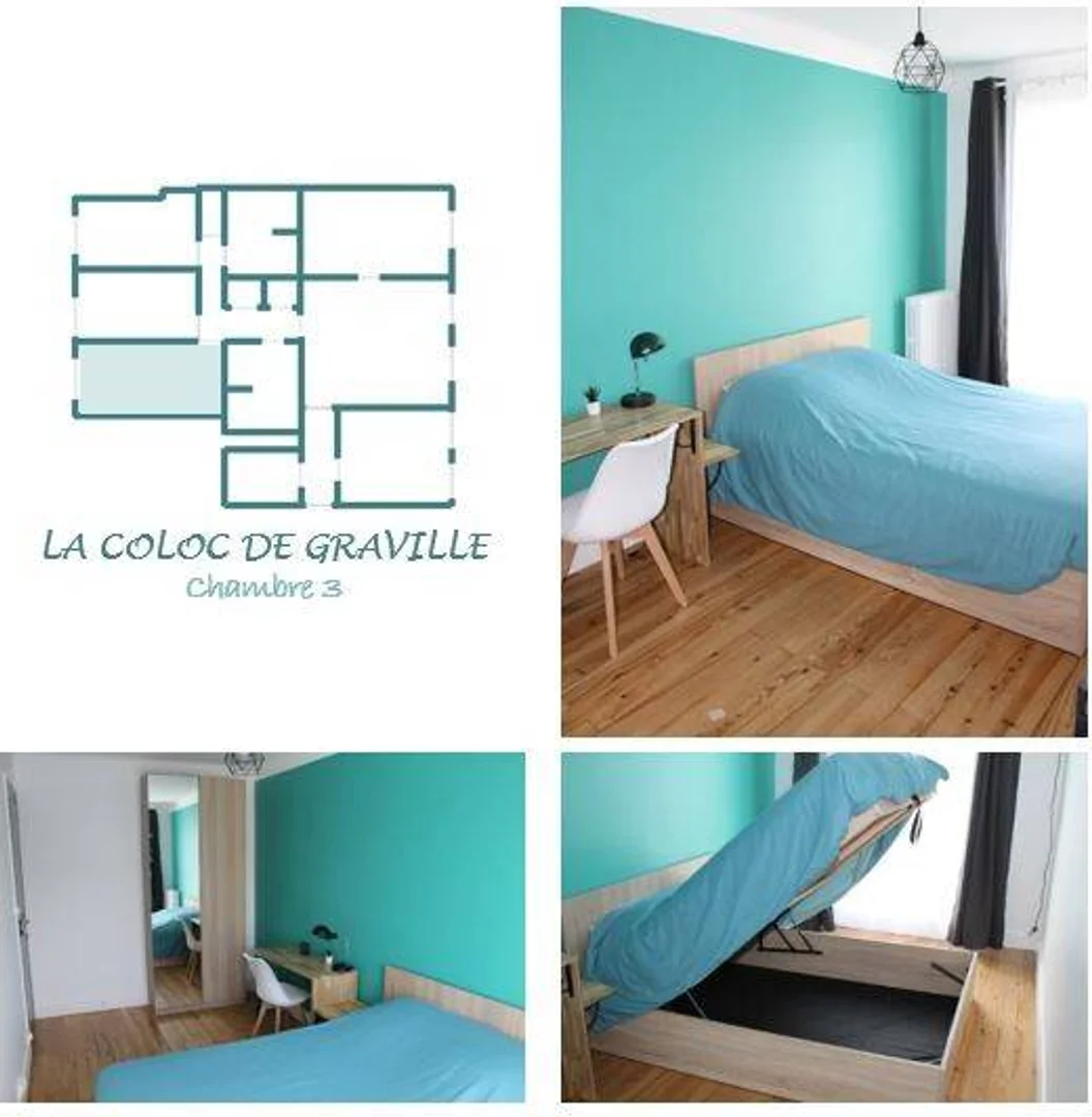 Chambre abordable pour les étudiants avec un bon éclairage dans 
