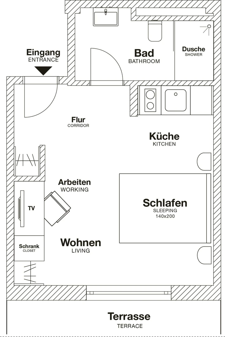 Logement de 2 chambres à Wolfsburg