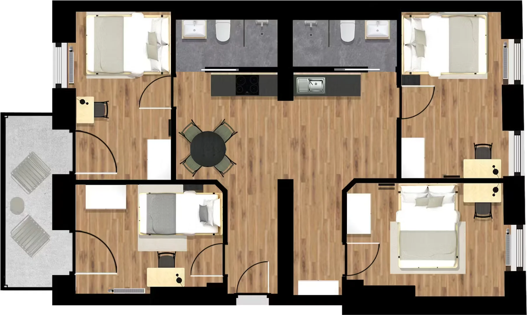 Affordable room for students with ample lighting in 