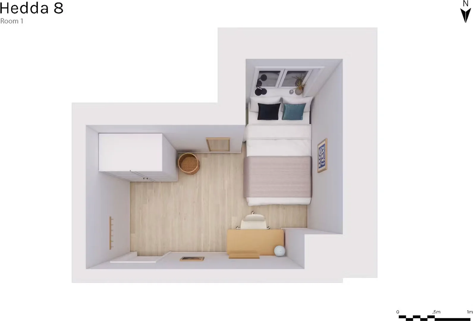 Habitación asequible para estudiantes con buena iluminación en 