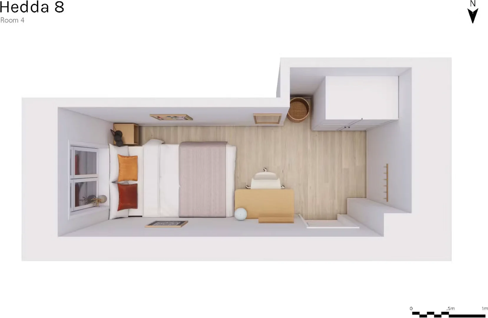 Habitación estudiantil funcional perfecta para estudiar en 