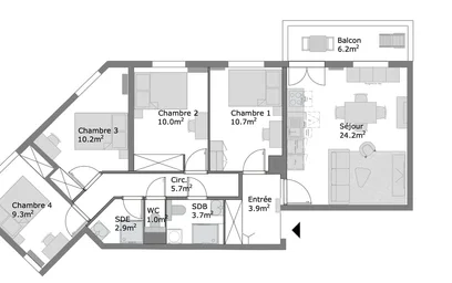 Quarto privado em 5 boulevard Vauban Montigny-le-Bretonneux 78180 FR, imagem 8 de 8