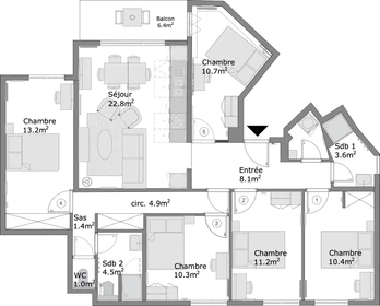 Privatzimmer im Wohnheim in der 159 rue Emile Zola, bild 1 von 1