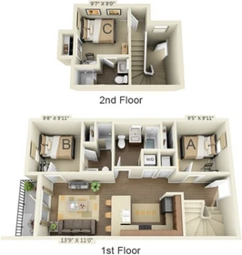 Apartamento totalmente mobilado em Urbana-champaign