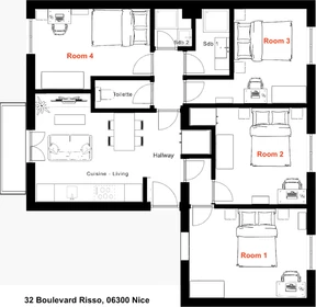 Renting rooms by the month in Nice