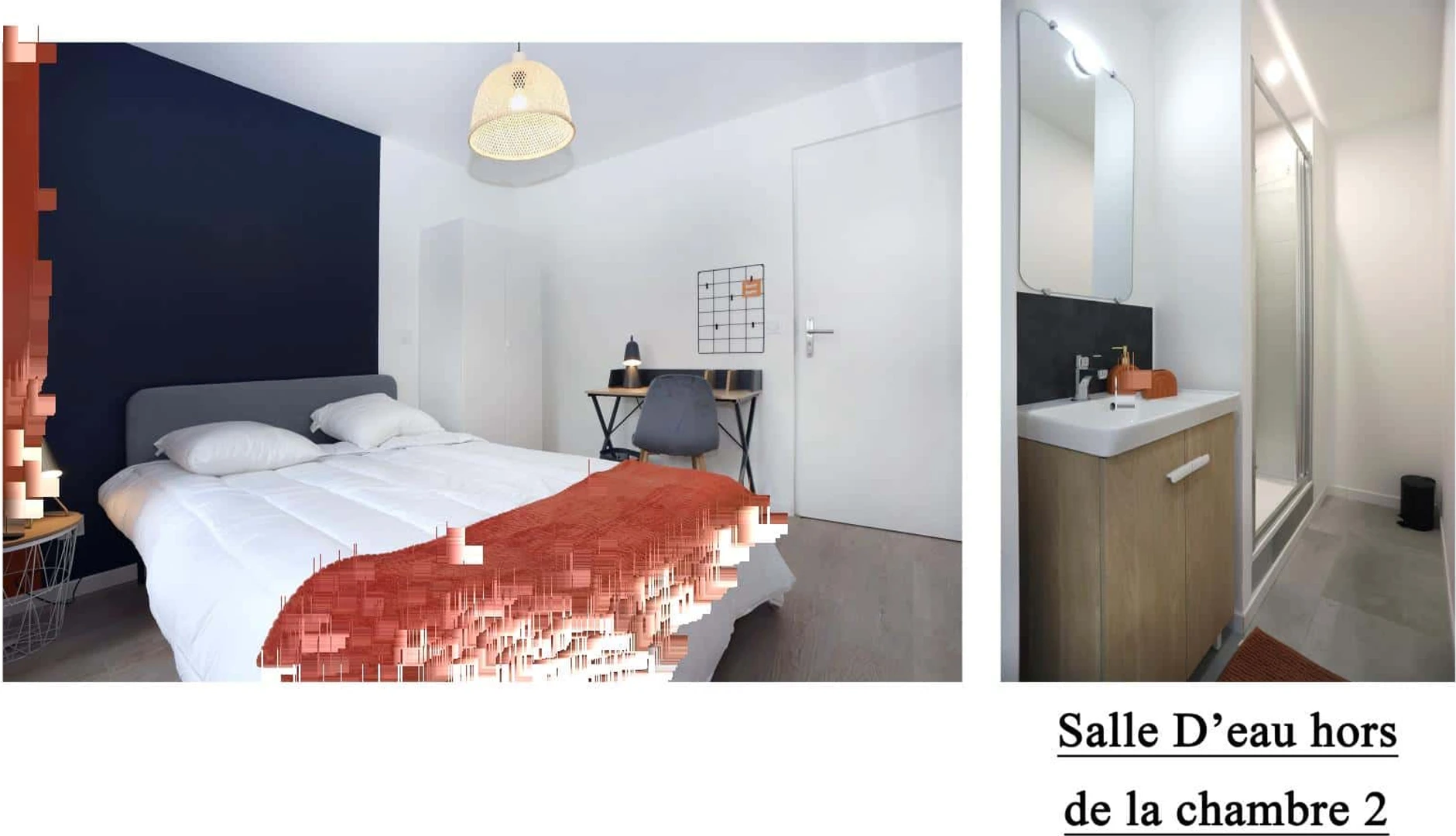 Angers de çift kişilik yataklı kiralık oda