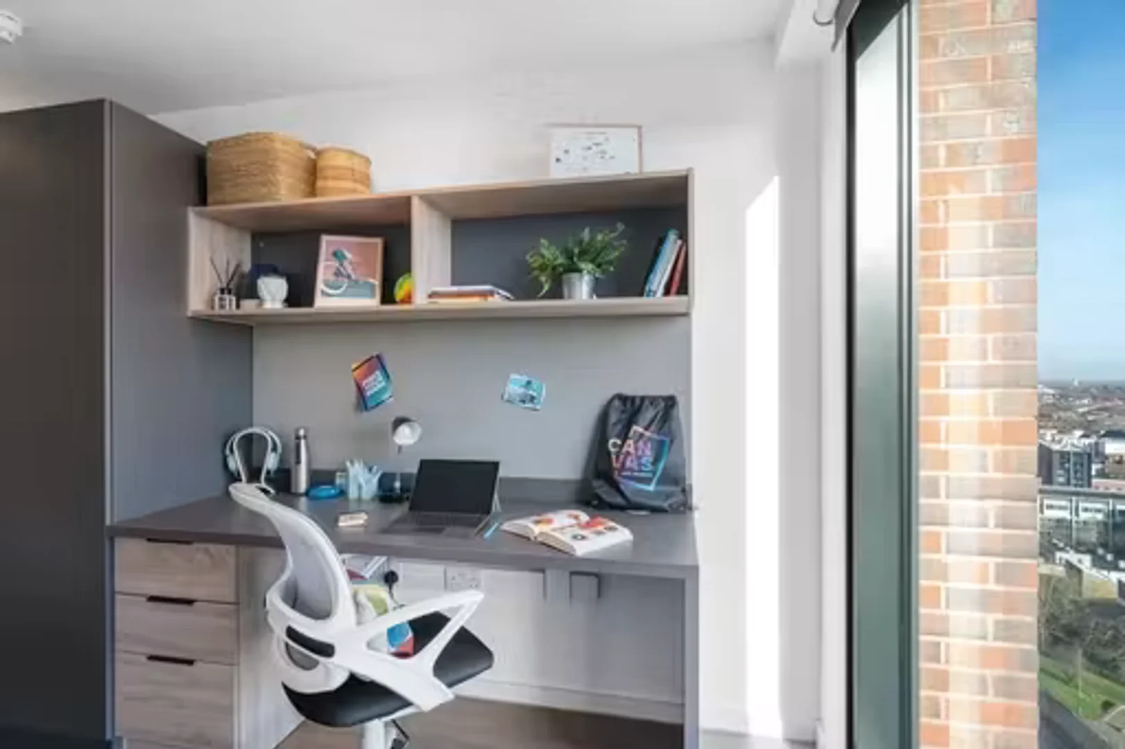 Affordable room for students with ample lighting in