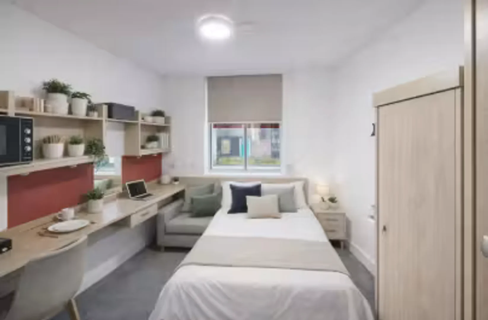 Habitación asequible para estudiantes con buena iluminación en 