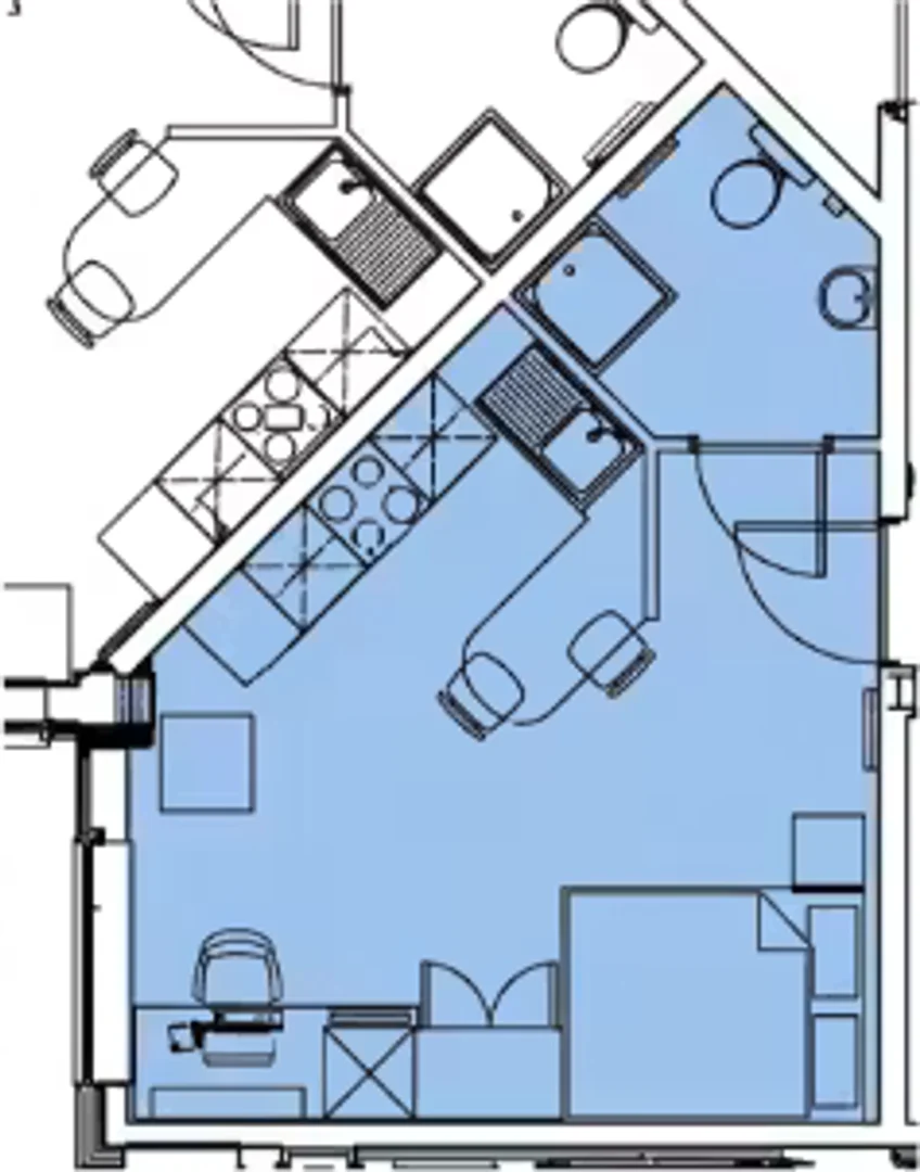 Student room in  with study area and shared facilities