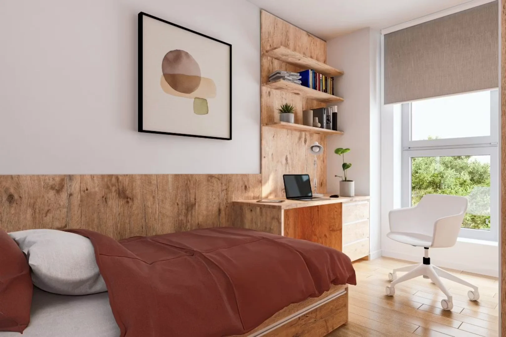Habitación para estudiantes en  con área de estudio y facilidades compartidas