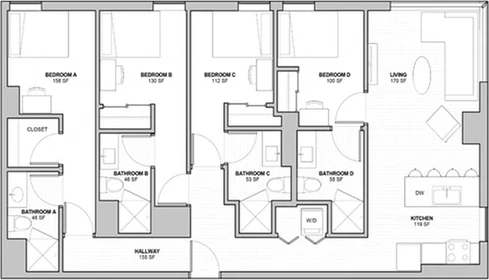 Logement avec 3 chambres à West-lafayette-indiana