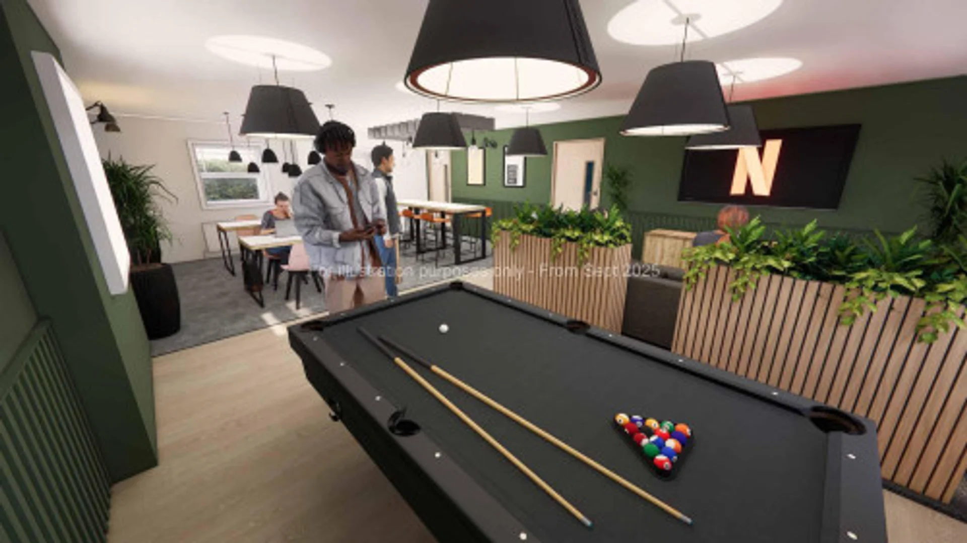 Student room in  with study area and shared facilities