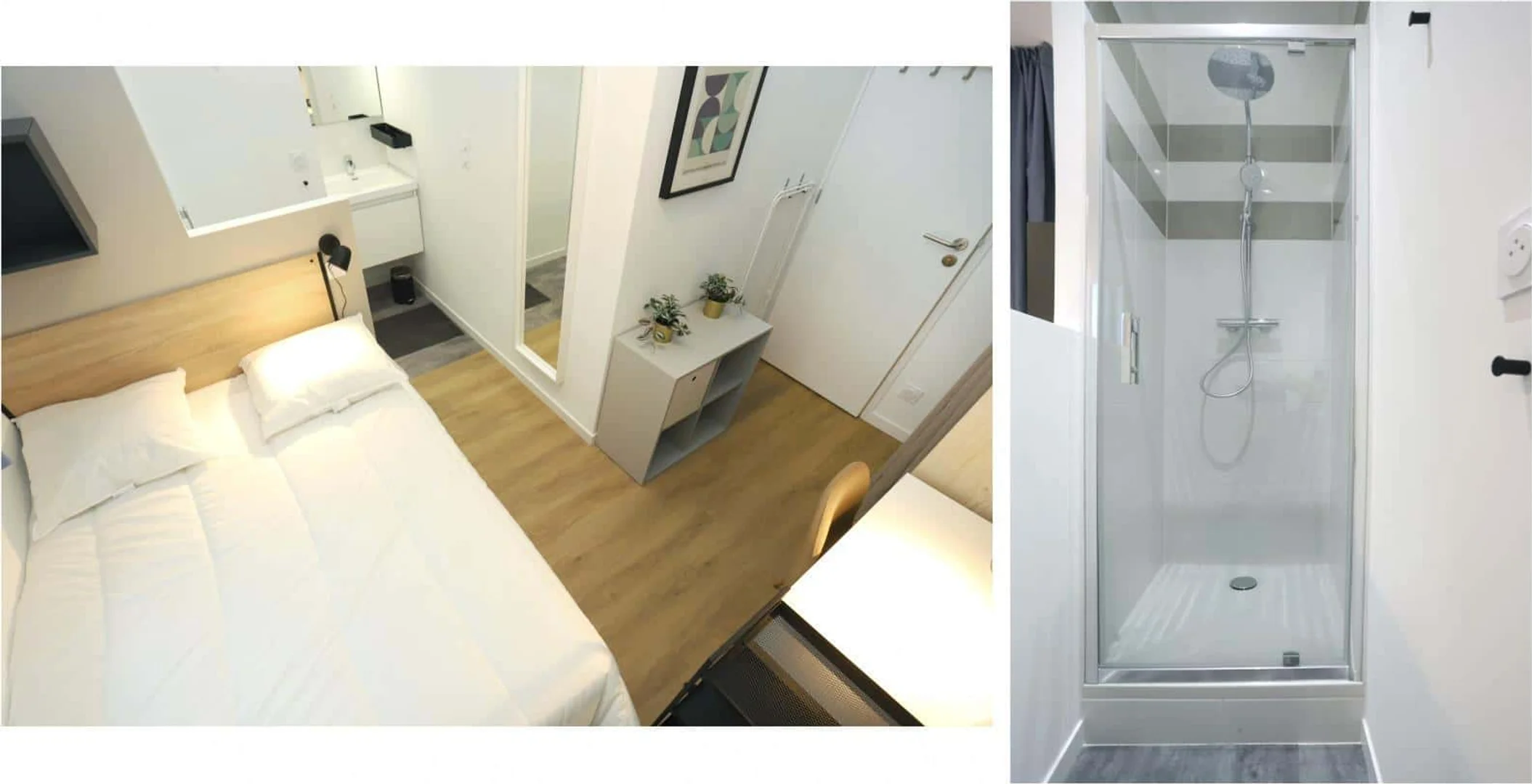 Quarto de estudante em  com área de estudo e instalações partilhadas