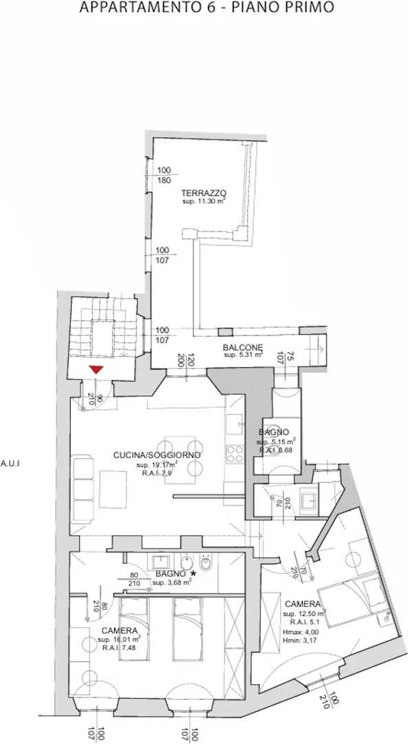 Student room in  with study area and shared facilities