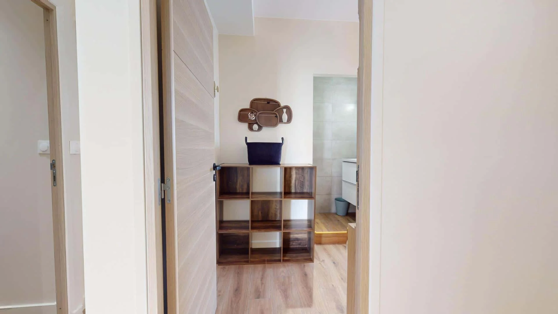Student room in with study area and shared facilities