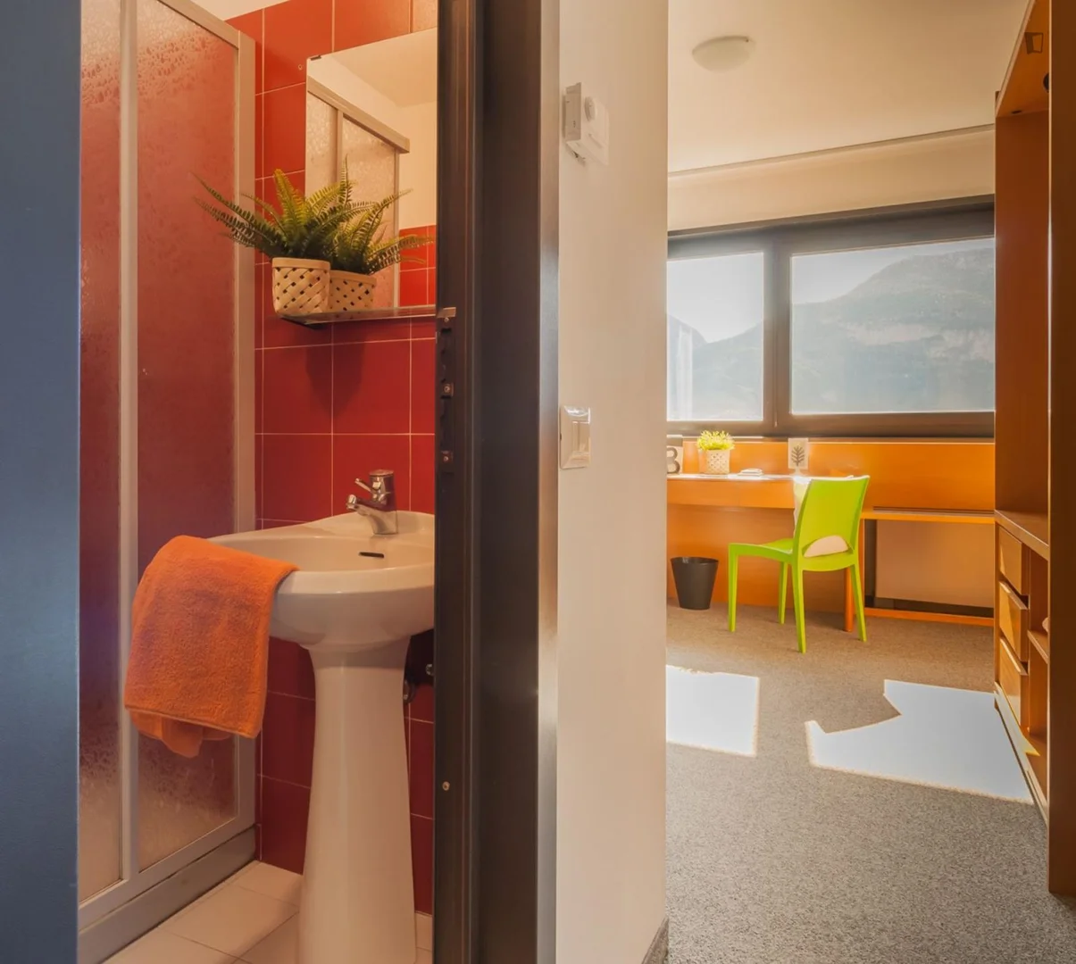 Student room in  with study area and shared facilities