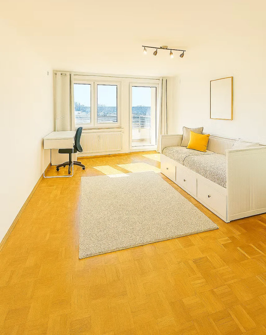 Chambre d'étudiant à  avec espace d'étude et installations communes
