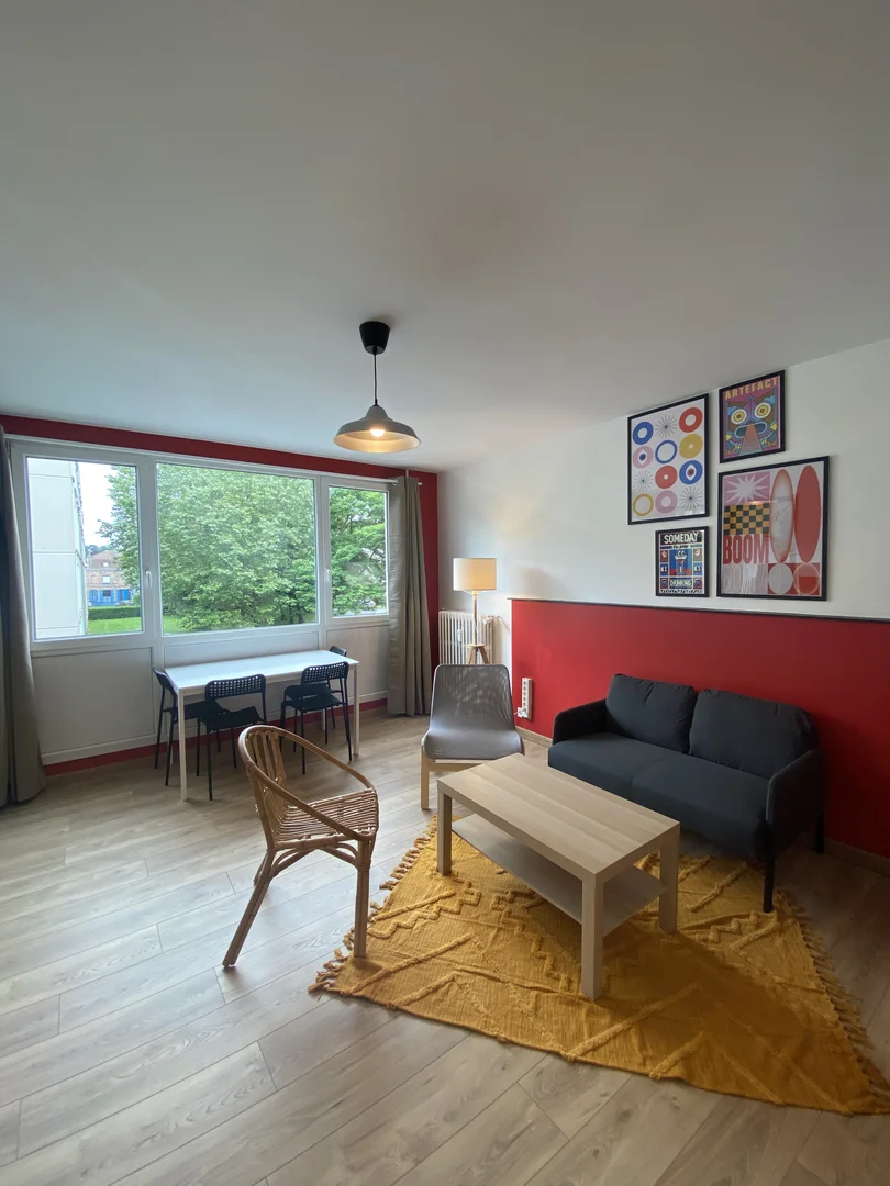 Student room in  with study area and shared facilities