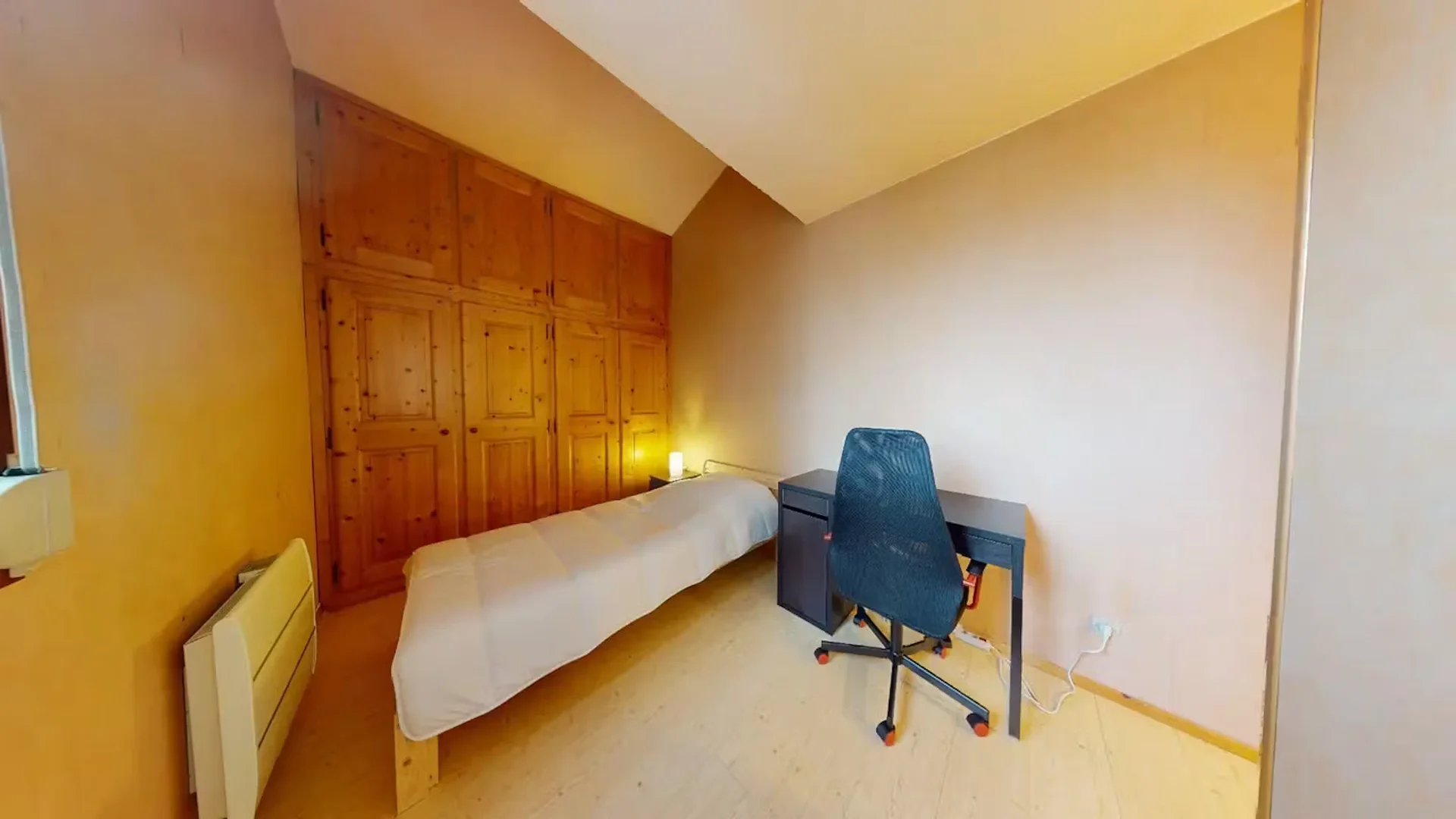 Studentenzimmer in  mit Arbeitsbereich und Gemeinschaftseinrichtungen