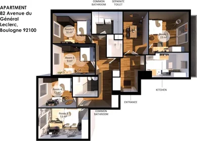 私人房间 在 82 Av. du Général Leclerc, 92100 Boulogne-Billancourt, France, 11的图像11
