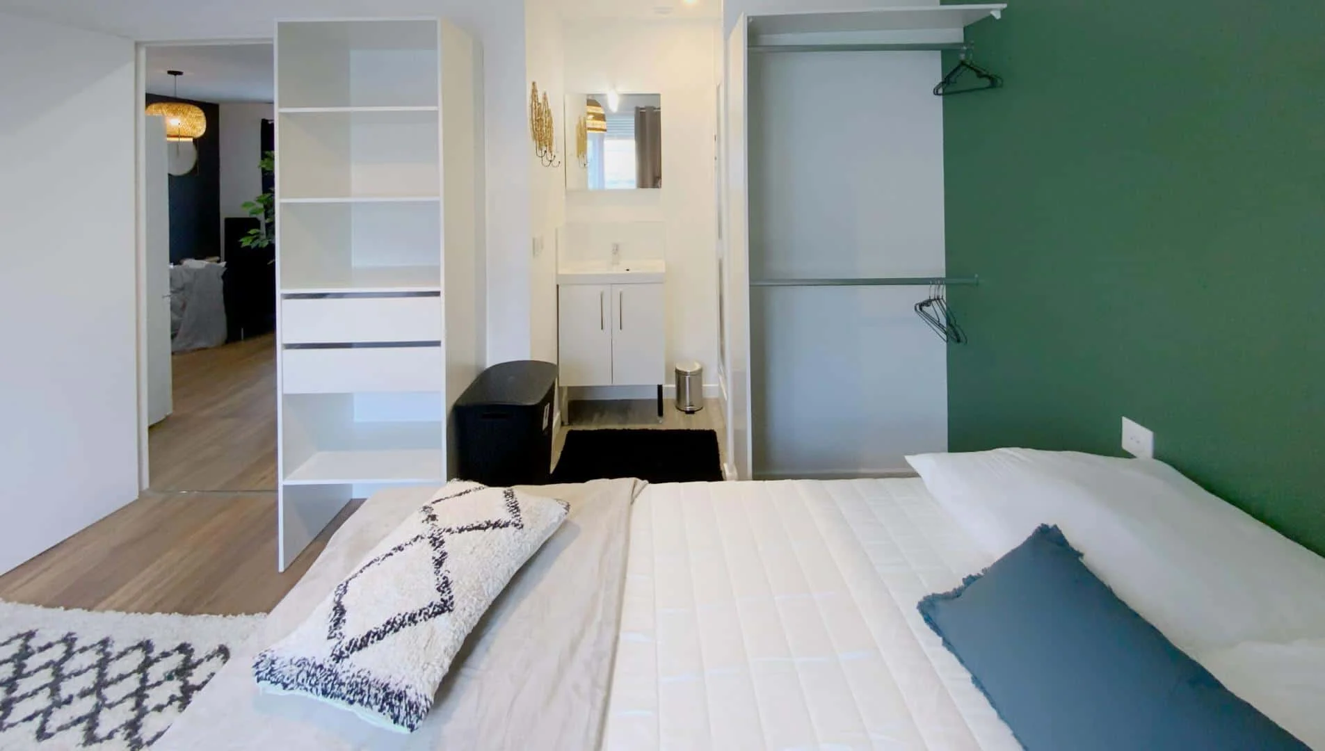 Student room in with study area and shared facilities