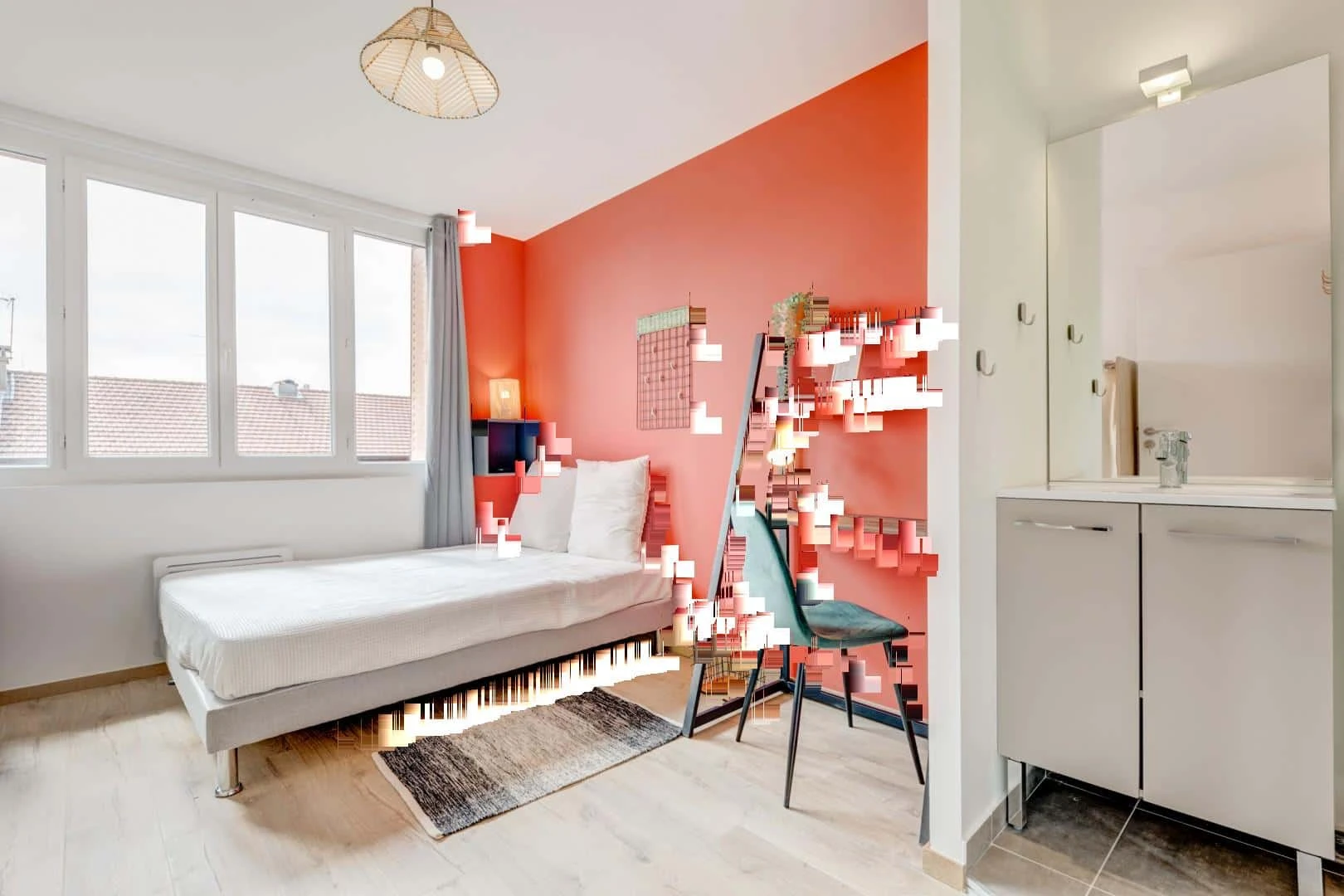 Habitación estudiantil funcional perfecta para estudiar en 