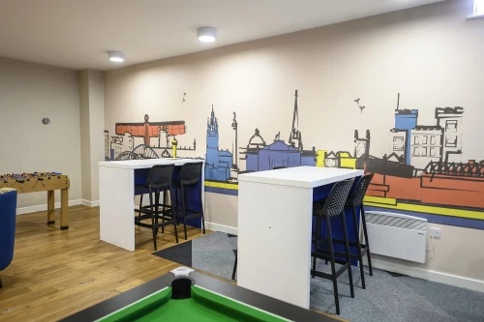 位于的学生公寓，配有学习区域和共用设施