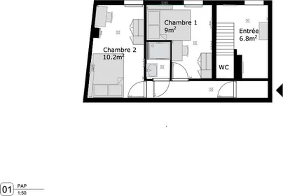 Quarto privado em 4 boulevard Jules Guesde Saint-Denis 93200 FR, imagem 15 de 16