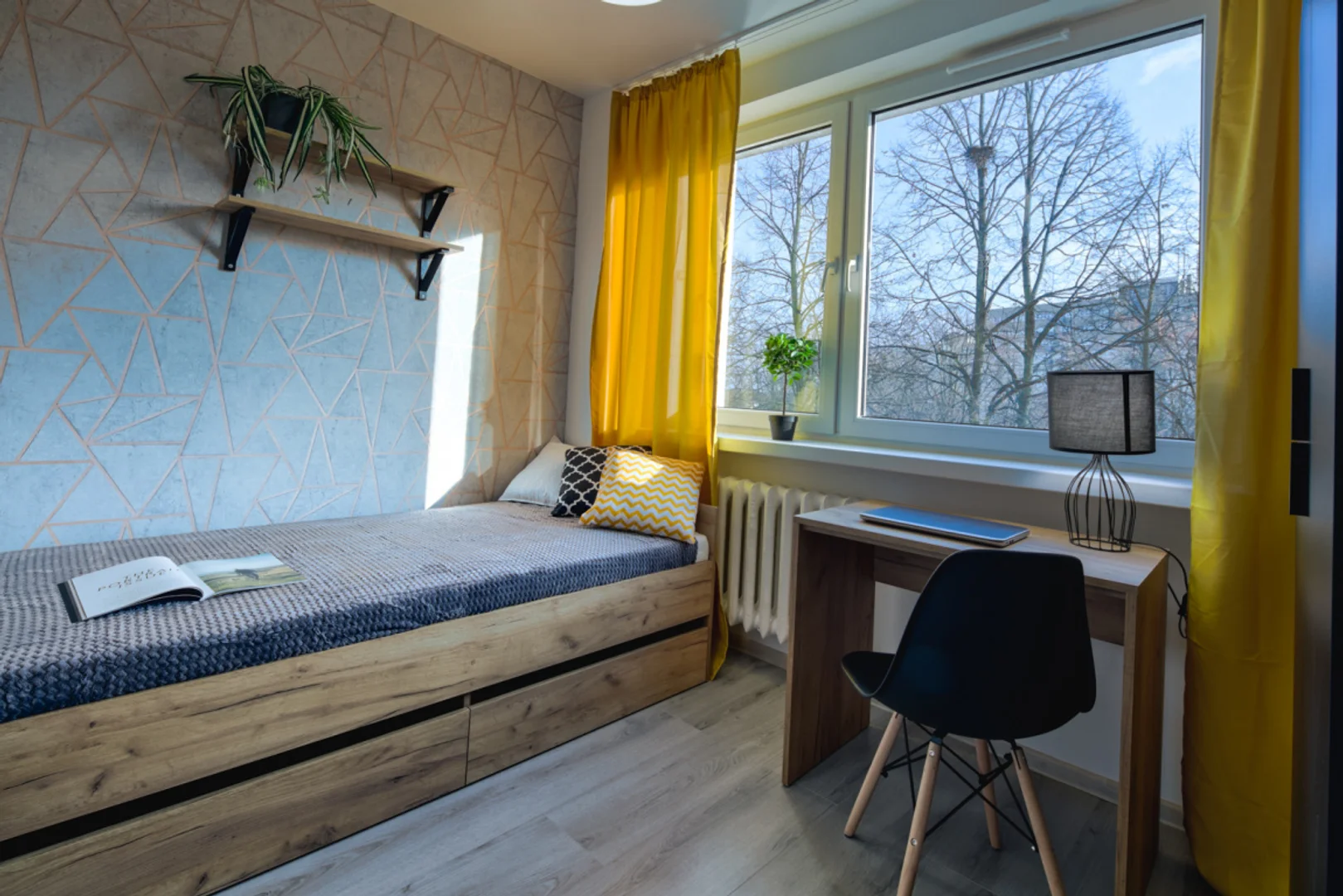 Chambre abordable pour les étudiants avec un bon éclairage dans